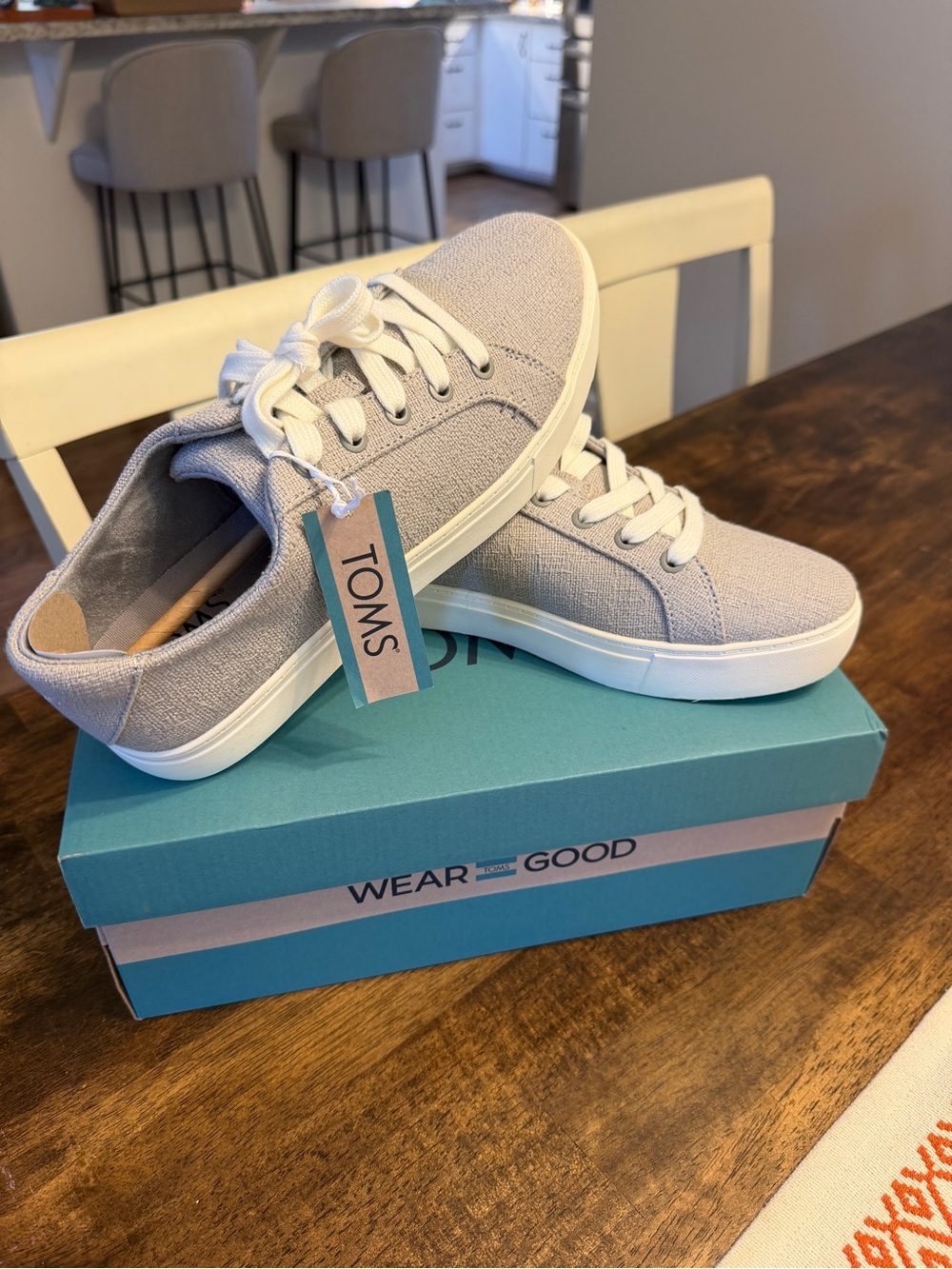 TOMS Kameron Lace-Up Sneakers Drizzle Grey Two-Tone Slub NWT Women’s 8.5